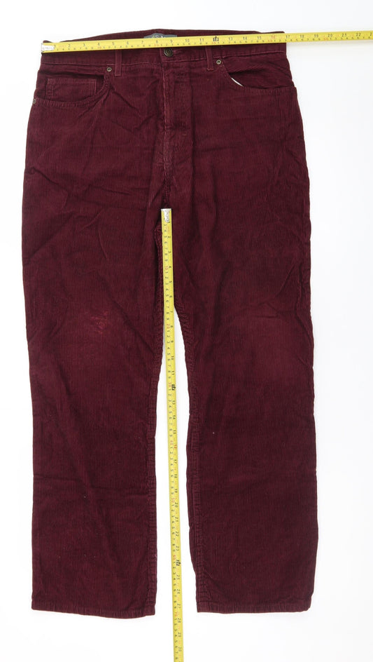 Marks and Spencer Men's Red Corduroy Trousers 34W 29L Regular Fit