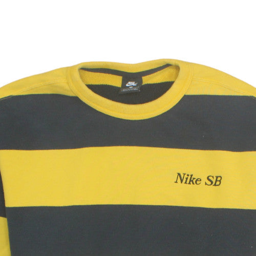Nike SB Mens Yellow Black Striped Crew Neck Sweatshirt L