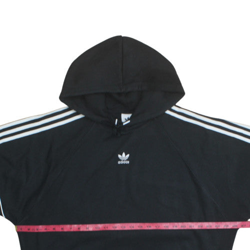 Adidas Womens Black XL Pullover Hoodie with Logo and Stripes