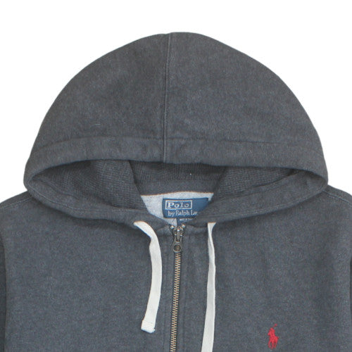 Ralph Lauren Men's Grey Full Zip Hoodie 2XL Logo Fleece Sweatshirt