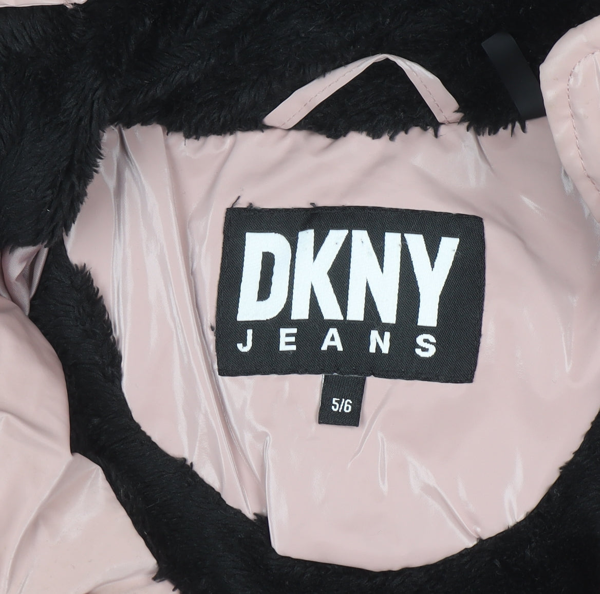 DKNY Girls Pink Hooded Puffer Coat 5-6 Years Winter Lined Jacket