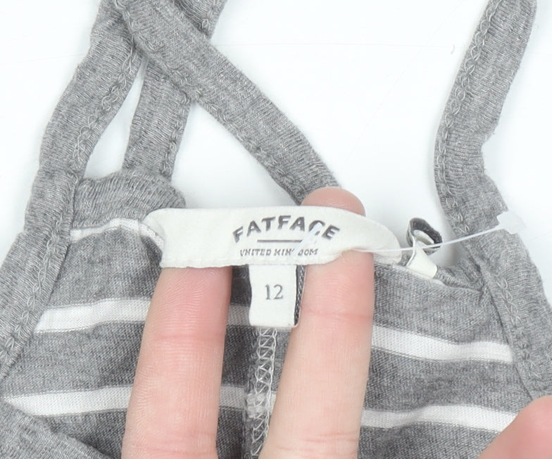 FatFace Women's Grey Striped Cotton Modal Camisole Tank Top Size 12