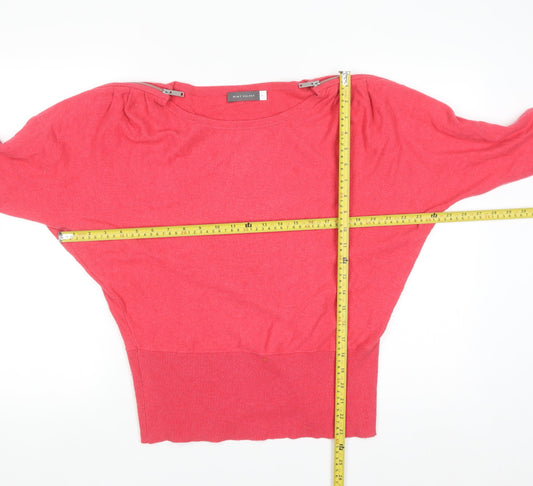 Mint Velvet Women's Pink Medium Boat Neck Jumper with Zip Detail