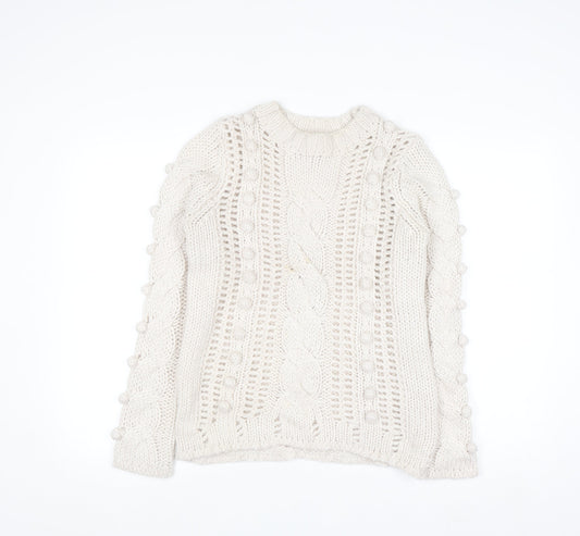 Falmer Heritage Women Ivory Cable Knit Jumper Size 10