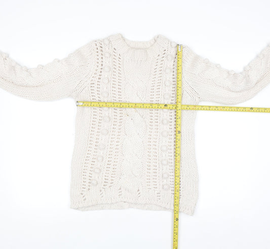 Falmer Heritage Women Ivory Cable Knit Jumper Size 10