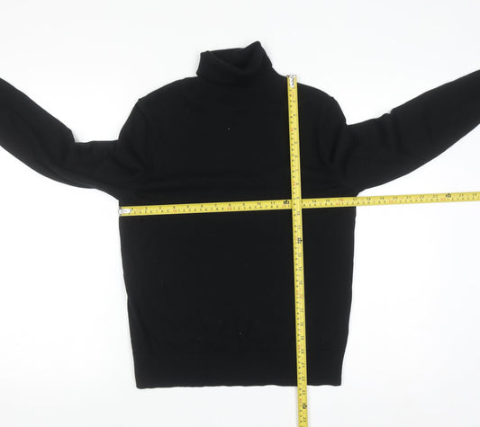 Marks and Spencer Women’s Black Merino Wool Roll Neck Jumper Size 10