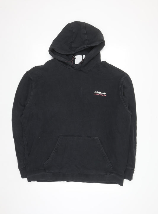 Additional front view of Adidas Adventure Black Cotton Hoodie women’s xl pullover logo sweatshirt