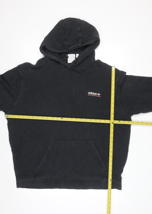 Adidas Adventure Black Cotton Hoodie Womens XL Pullover Logo Sweatshirt
