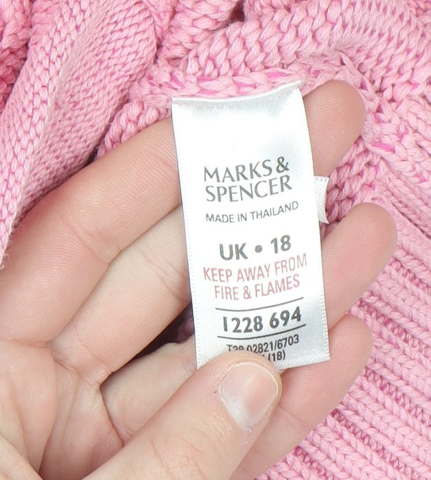 Marks and Spencer Women’s Pink Full Zip Cotton Blend Cardigan UK 18