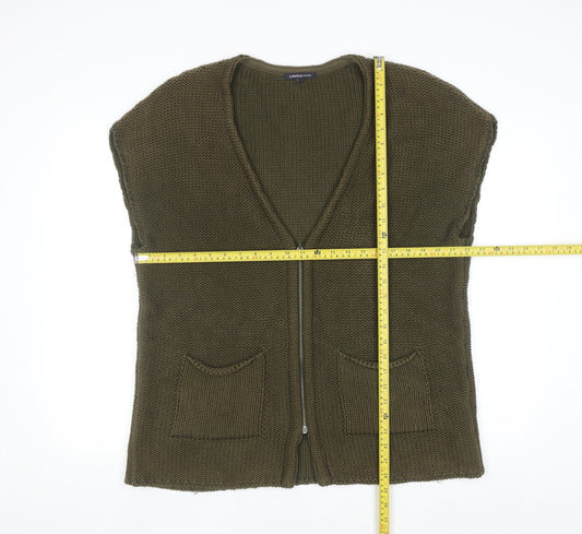 Marks and Spencer Women Green Knit Zip Vest Size 14