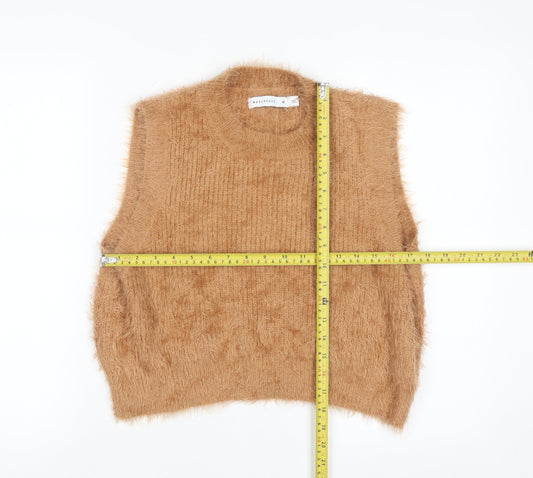 Warehouse Women Beige Sleeveless Knit Vest Jumper M