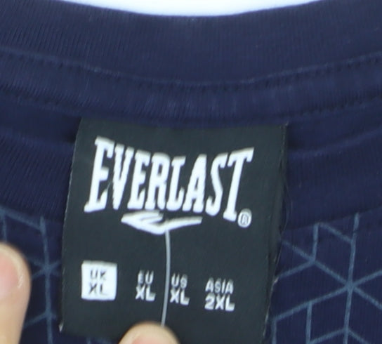 Everlast Men's Blue Graphic Print Crew Neck Cotton T-Shirt XL