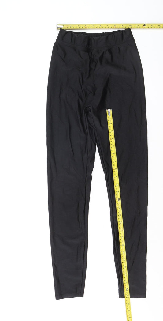 Bershka Womens Black S Mid Rise Stretch Jersey Leggings
