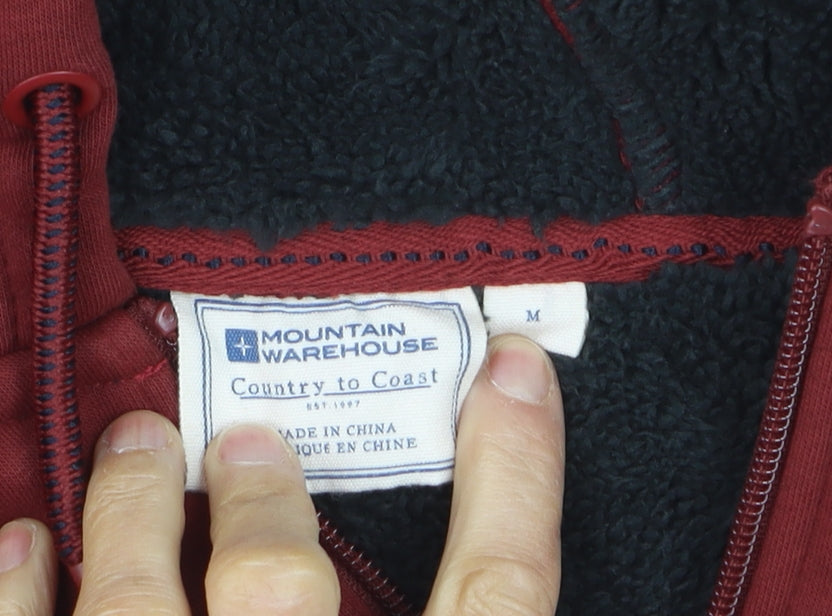 Mountain Warehouse Men's Red Full Zip Hoodie Size M Fleece Lined