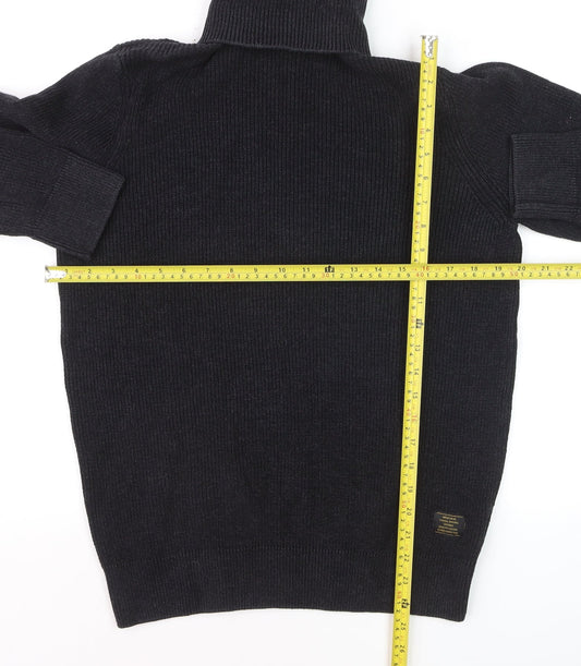 H&M Men’s Black Roll Neck Cotton Jumper Size M