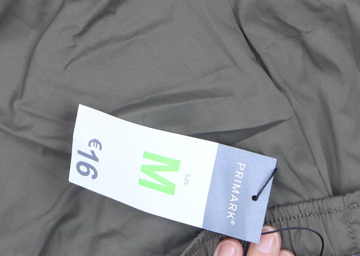 Primark Women’s Green Cargo Trousers M Elastic Waist Drawstring Lightweight