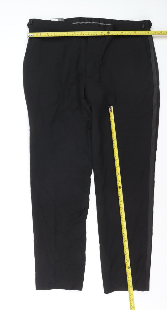 Marks and Spencer Autograph Black Wool Blend Tailored Women's Trousers 38in Waist