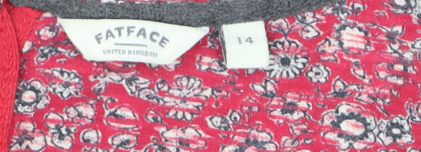 FatFace Women’s Red Floral Cotton Tunic Blouse Size 14