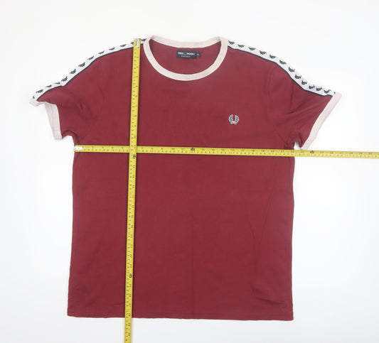 Fred Perry Men's Maroon Crew Neck Short Sleeve Sportswear T-Shirt XL