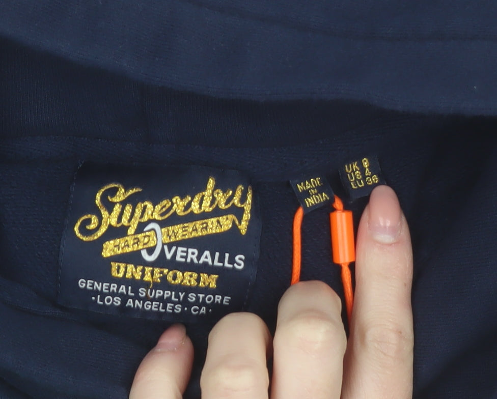 Superdry Men's Blue Pullover Hoodie Size M Graphic Logo Sweatshirt