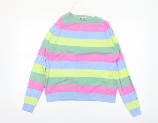 b.young Women's Multicoloured Striped Pullover Jumper Size M Knit