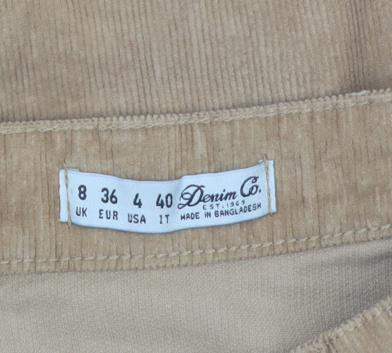 Denim Co. Women Beige Size 8 Corduroy Pencil Skirt