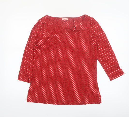 Additional front view of Joe Browns Women's Red Polka Dot 3/4 Sleeve Tunic Blouse UK 12