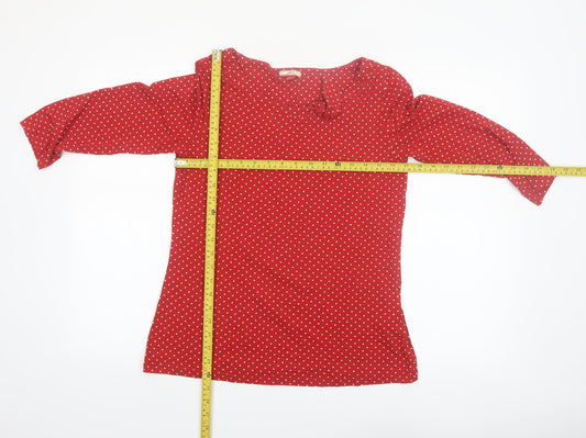 Joe Browns Women's Red Polka Dot 3/4 Sleeve Tunic Blouse UK 12