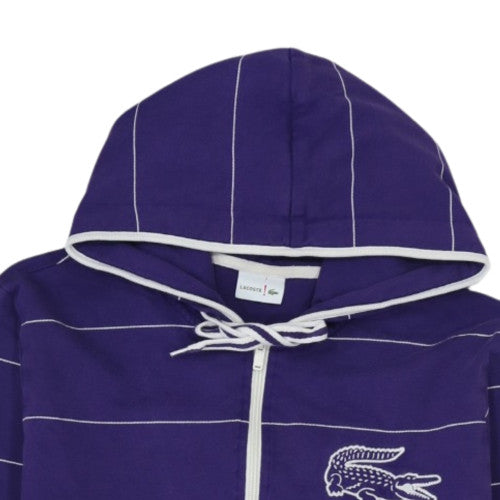 Lacoste Men’s Blue Striped Full Zip Hoodie Size 2XL Cotton