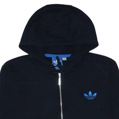 Adidas Mens Black Full Zip Hoodie L Logo Fleece Sweatshirt