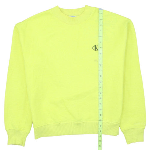 Calvin Klein Jeans Womens Yellow Sweatshirt Size L Logo Crew Neck