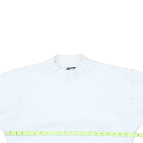 Adidas Womens White XS Pullover Sweatshirt with Drawstring Hem