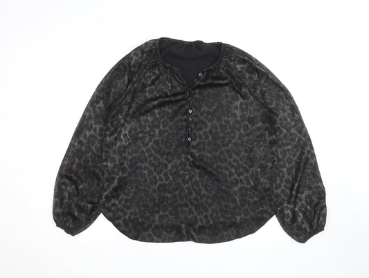 Dunnes Stores Women’s Black Animal Print Tunic Blouse Size 10