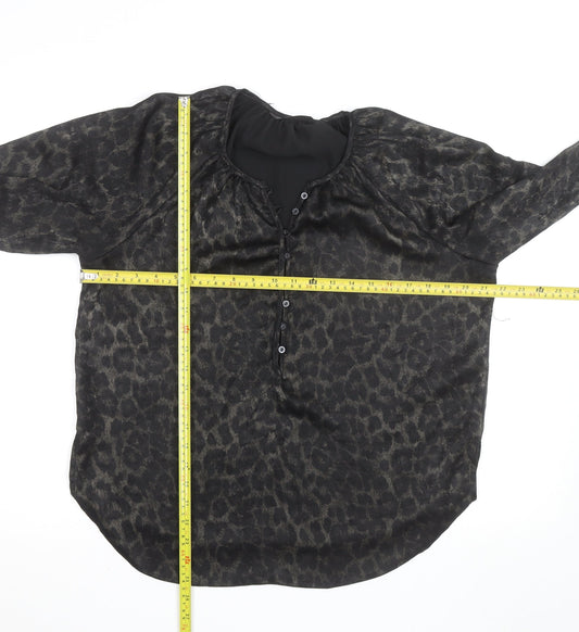 Dunnes Stores Women’s Black Animal Print Tunic Blouse Size 10