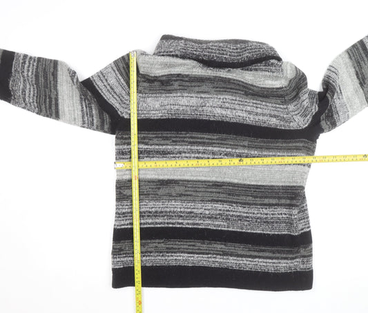 Maine New England Men's Grey Striped Roll Neck Jumper L