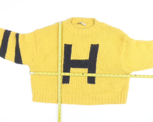 Hollister Women’s Yellow Chunky Knit Crew Neck Wool Jumper Size S