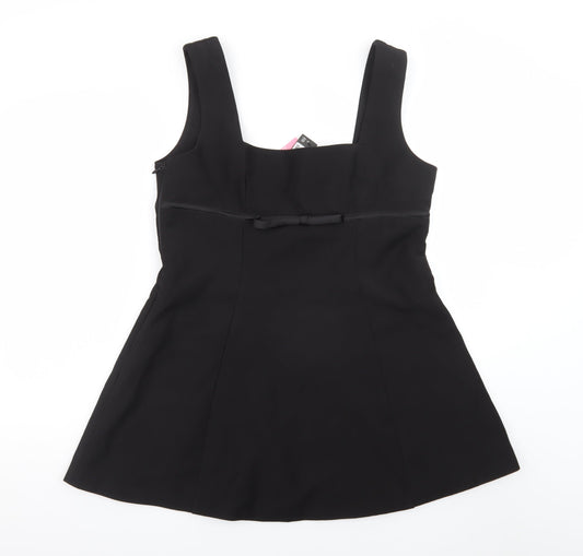PRETTYLITTLETHING Women’s Black A-Line Sleeveless Bow Dress Size 16