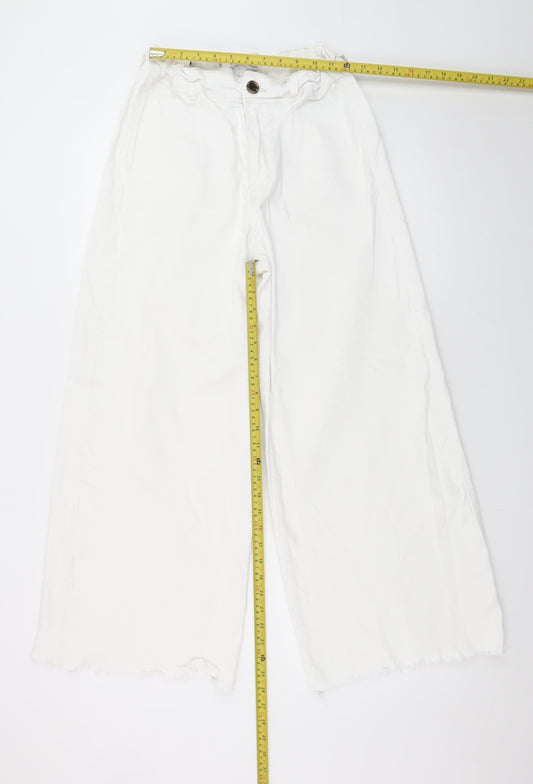 Bershka Women White Wide-Leg High Rise Jeans Size 12
