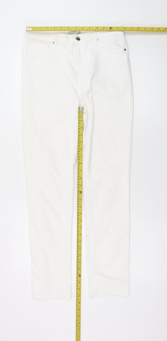 Gallery Women White Size 14 Straight Stretch Jeans