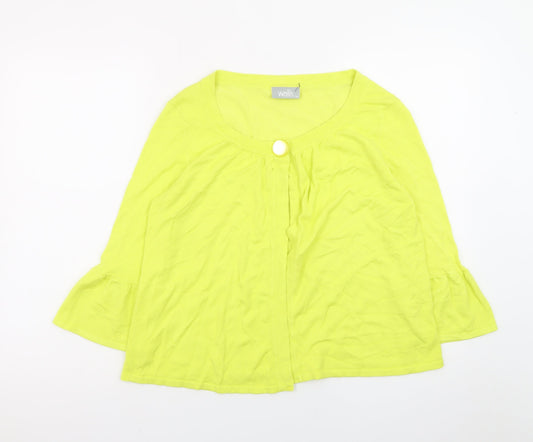 Wallis Women Yellow 3/4 Sleeve Scoop Neck Cardigan Size 14