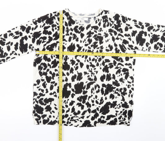 Marks and Spencer Women's Black Animal Print Crew Neck Jumper Size 14