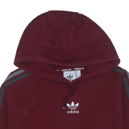 adidas Men's Red XL Pullover Hoodie with Logo and Drawstring