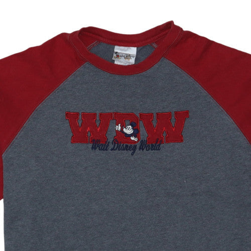 Walt Disney World Women’s Grey Red Raglan Mickey T-Shirt XL