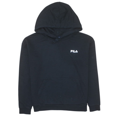 Additional front view of Fila Women’s Black Pullover Hoodie Small Cotton Blend Logo Hooded Sweatshirt