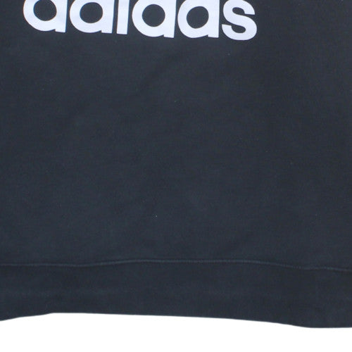 Adidas Women Black 3XL Crew Neck Sweatshirt with Logo Print