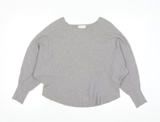 Apricot Womens Grey Boat Neck Batwing Knit Jumper Size 10