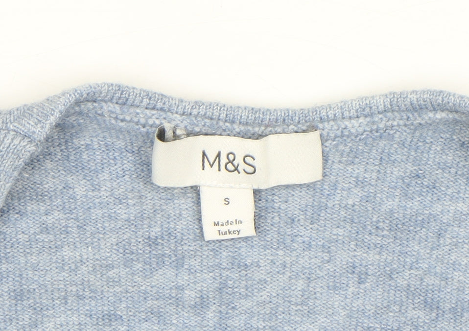 Marks and Spencer Women's Blue Wrap V-Neck Knit Jumper Size S