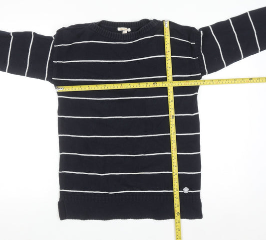Barbour Women's Blue Striped Cotton Crew Neck Jumper Size 8