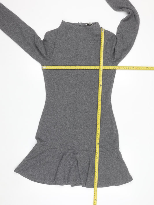 Marks and Spencer Women Grey Sheath Knit Dress Size 8 Long Sleeve High Neck