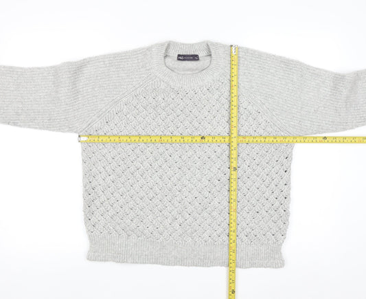 Marks and Spencer Women's Grey Cable-Knit Jumper Medium